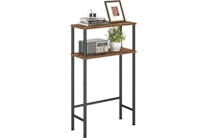 Asgolion Narrow Console Table, 15.7" Small Entryway Table, 2-Tier Sofa Table with Storage, Skinny Console Tables for Entryway, Hallway, Bedroom, Living Room, Foyer, Rustic Brown