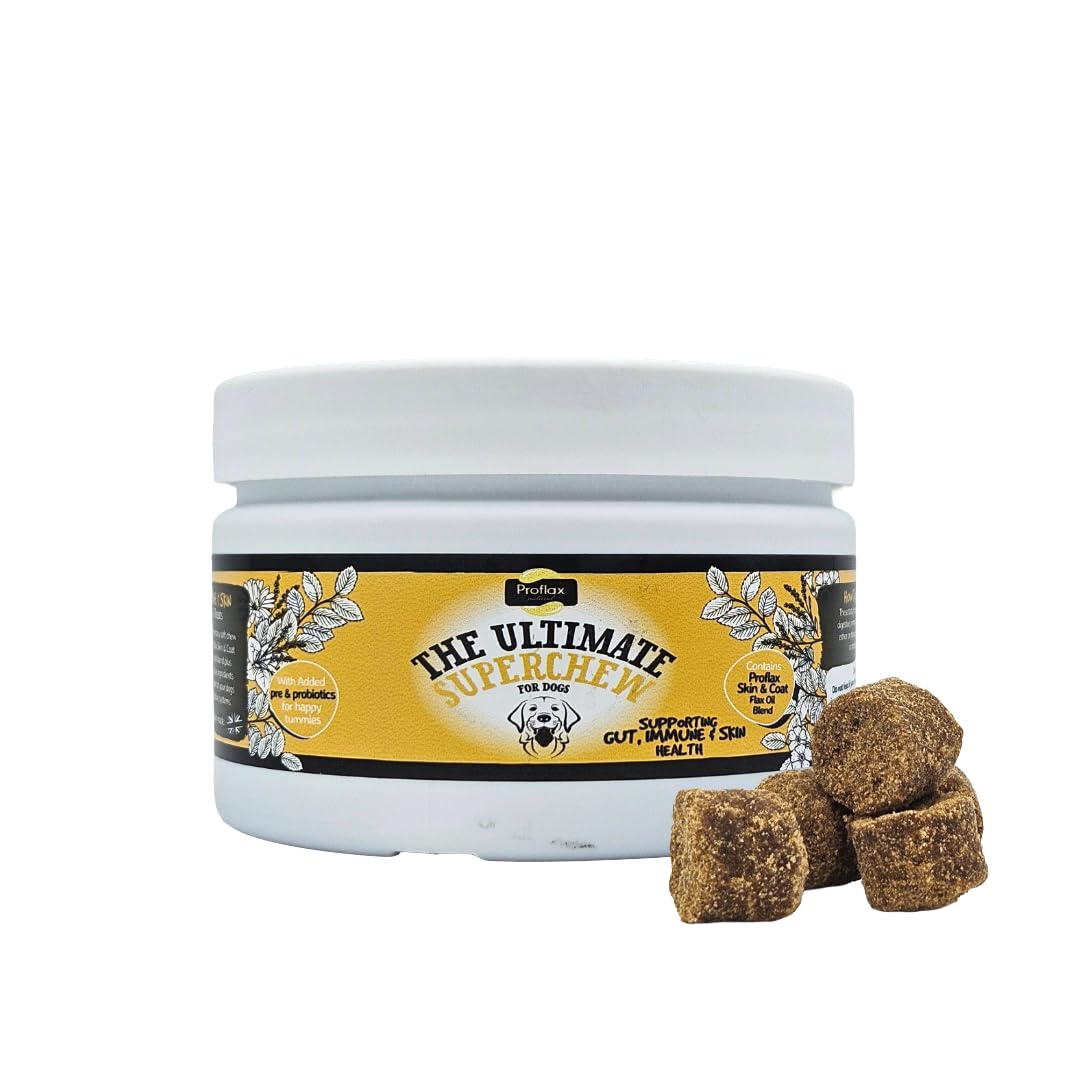 Proflax Skin, Gut & Immune Superchews for Dogs – Itch Relief, Digestion & Immune Health Functional Soft Chews - 120g