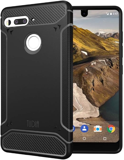 Amazon Com Essential Phone Ph 1 Case Tudia Carbon Fiber Design Lightweight Tamm Tpu Bumper Shock Absorption Cover For Essential Phone Ph 1 Black