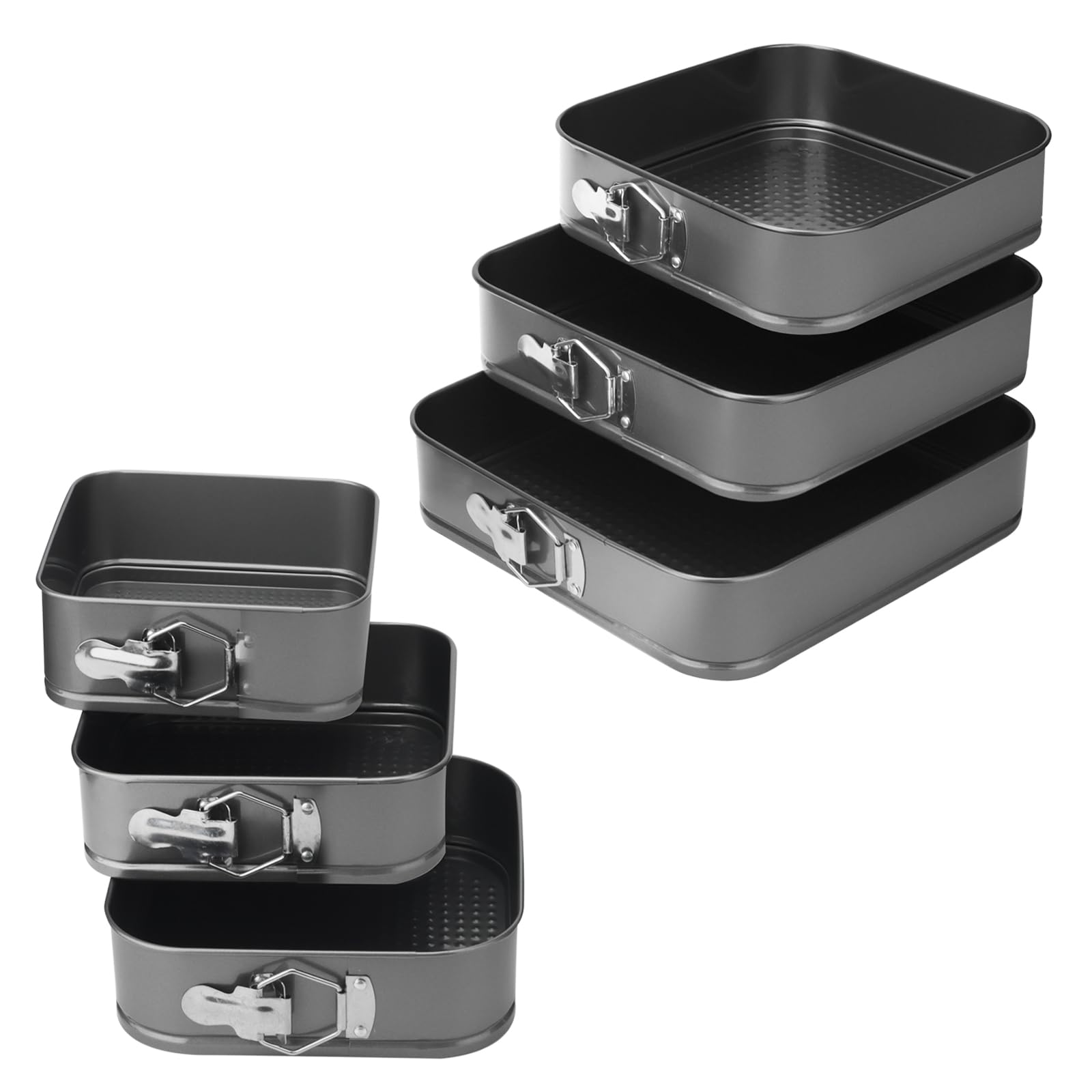 DAKFOOK Cake Tins Set, 6 Sizes Springform Baking Tins with Removable Bottoms, Non-Stick Square Cake Tin for Cheesecakes, Layered Cakes, Quiches