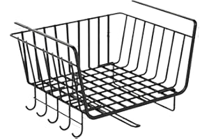 Under Shelf Storage Basket, Iron Black Space Saving Metal Wire Storage Basket Organizer for Kitchen Cupboards Cabinets Shelve
