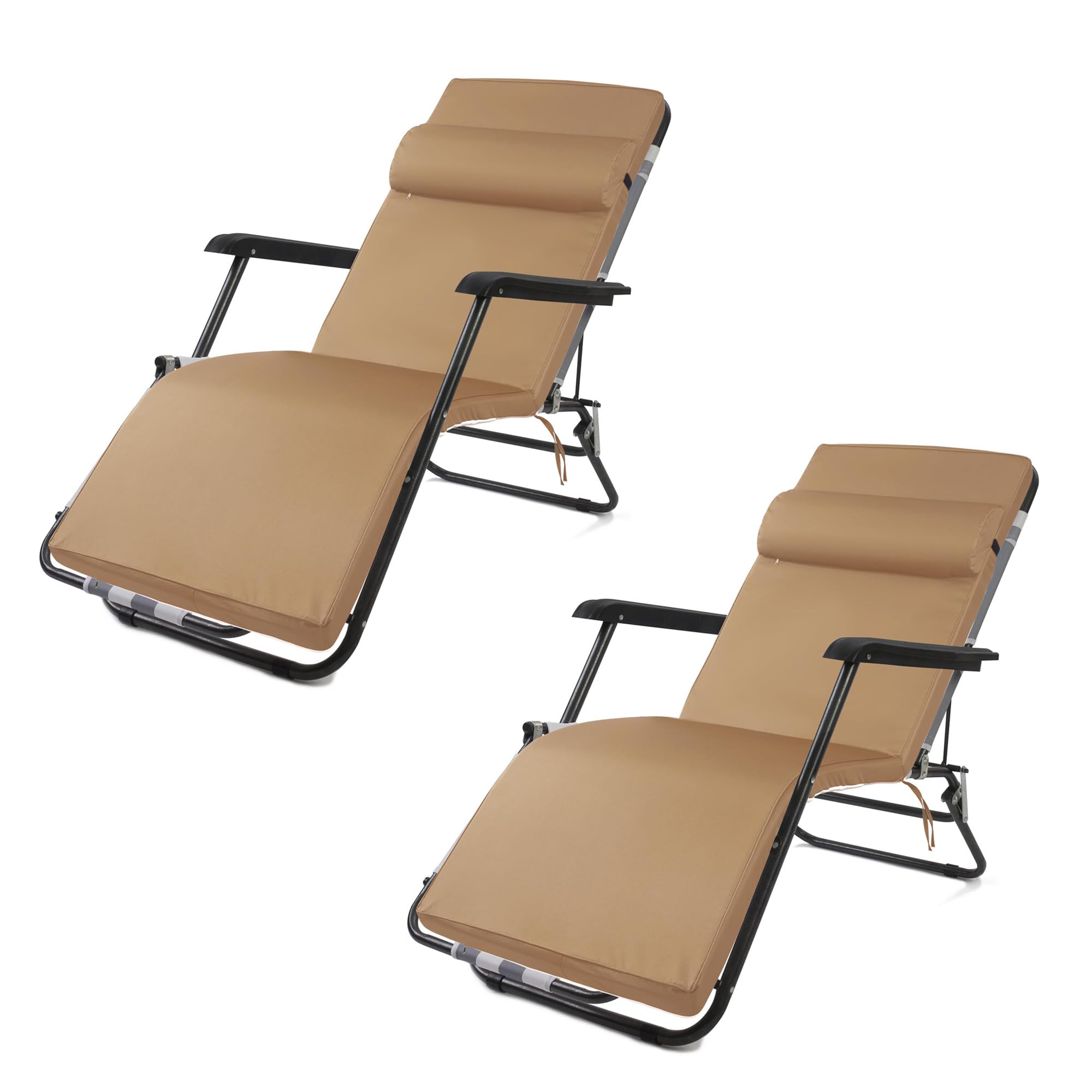 Photo 1 of ***FACTORY SEALED***MABOZOO 2 Pack Outdoor Chaise Lounge Cushion with Adjustable Head Pillow,Waterproof & UV-Proof High Back Patio Chair Cushions,Patio Bench Cushion for Indoor Outdoor?Khaki?