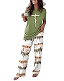 CHICME Womens Pajamas Sets 2 Piece Short Sleeve