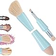 Jaasuee Multi-Tasker 4-in-1 Makeup Brush -Applicator Tool - Vegan & Travel-Friendly All-in-One Beauty Tool for On-the-Go Glam, Blue