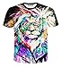 FaPlus Men's Fashion Graffiti lion 3D Print Hip Hop Style T-Shirts XL