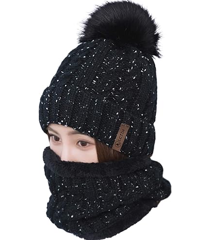 Lonnalee Bonnet éCharpe Ensemble Pour Homme Hiver Doublure Doux Chapeau Tricoté Chaud Cadeau De