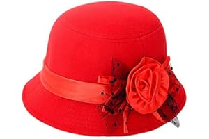 Glamorstar Vintage Felt Cloche Hat Winter Floral Fedora Bucket Hat Bowler Hats