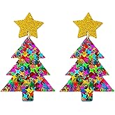 Christmas Tree Earrings for Women Star Tree Drop Dangle Earring Christmas Stud Earrings Xmas Party Favors Accessories Colourful Holiday Jewelry
