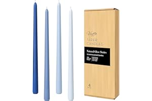 Viyffo Taper Candles 12 Inch Blue Set of 4 Unscented, Dripless, Smokeless Long Tall Tapered Candlesticks Wedding Home Decor Dinner Natural Color Series