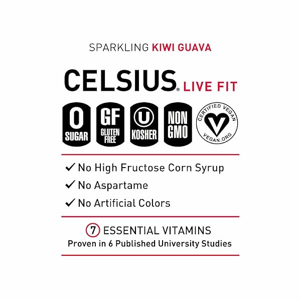 CELSIUS SPARKLING KIWI GUAVA, FUNCTIONAL ESSENTIAL ENERGY DRINK, 12 FL OZ