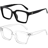 Kursan Classic Non Prescription Clear Lens Black Glasses for Women Men Thick Square Frame Eyeglasses