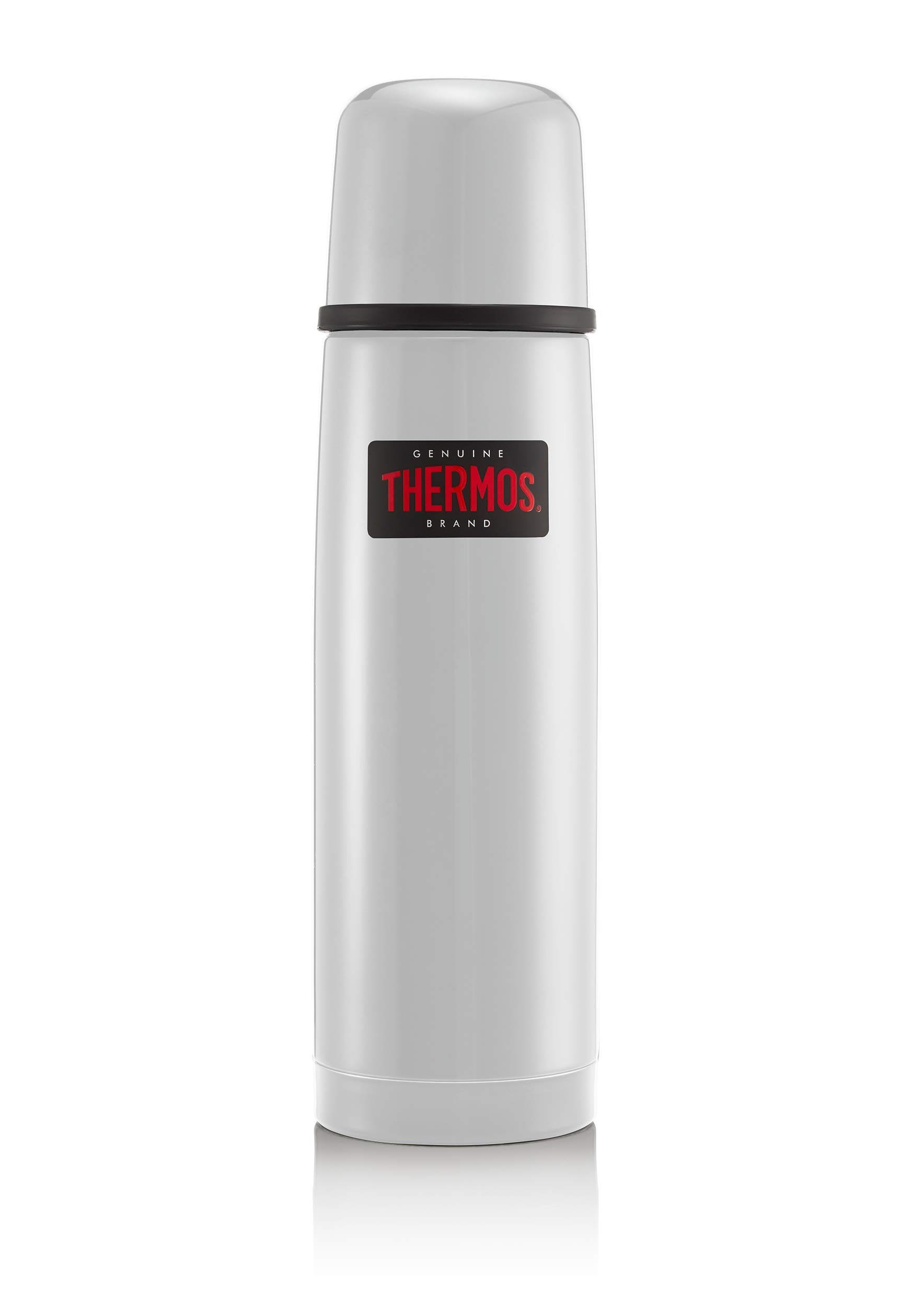 Thermos - Light and Compact Flask Stainless Steel (500ml) - Premium Leak Proof Insulated Tea & Coffee Flask for Hot & Cold Drinks, Built-in Cup, Push Button Stopper, BPA-Free, Durable Steel