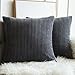 MIULEE Winter Pack of 2 Corduroy Soft Soild Decorative Square Throw Pillow Covers Set Cushion Cases Pillowcases for Sofa Bedroom Car 20 x 20 Inch 50 x 50 Cm Grey