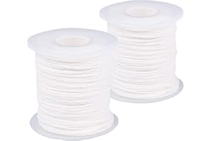 CREPUSCOLO 2 Roll 400ft Braided Candle Wicks for Candle Making, Natural Cotton Candle Wicks Oil Lamp Wick String Line Low Smo
