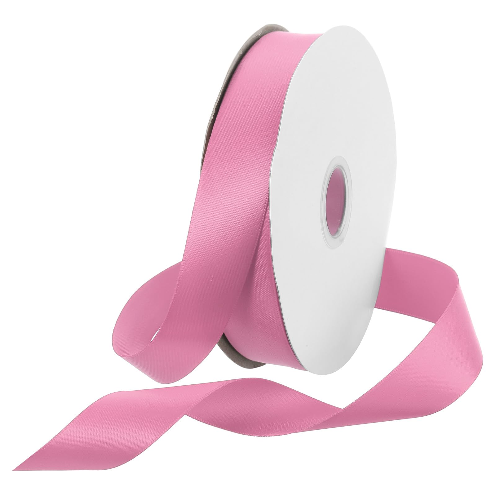 Rebower 25mm Satin Ribbon 46m Thick Double Face Grosgrain Silk Ribbon, [for Gift Wrapping, Hair Bows, Wedding, Cake, Flower] - 50 Yard/150ft/ Pink
