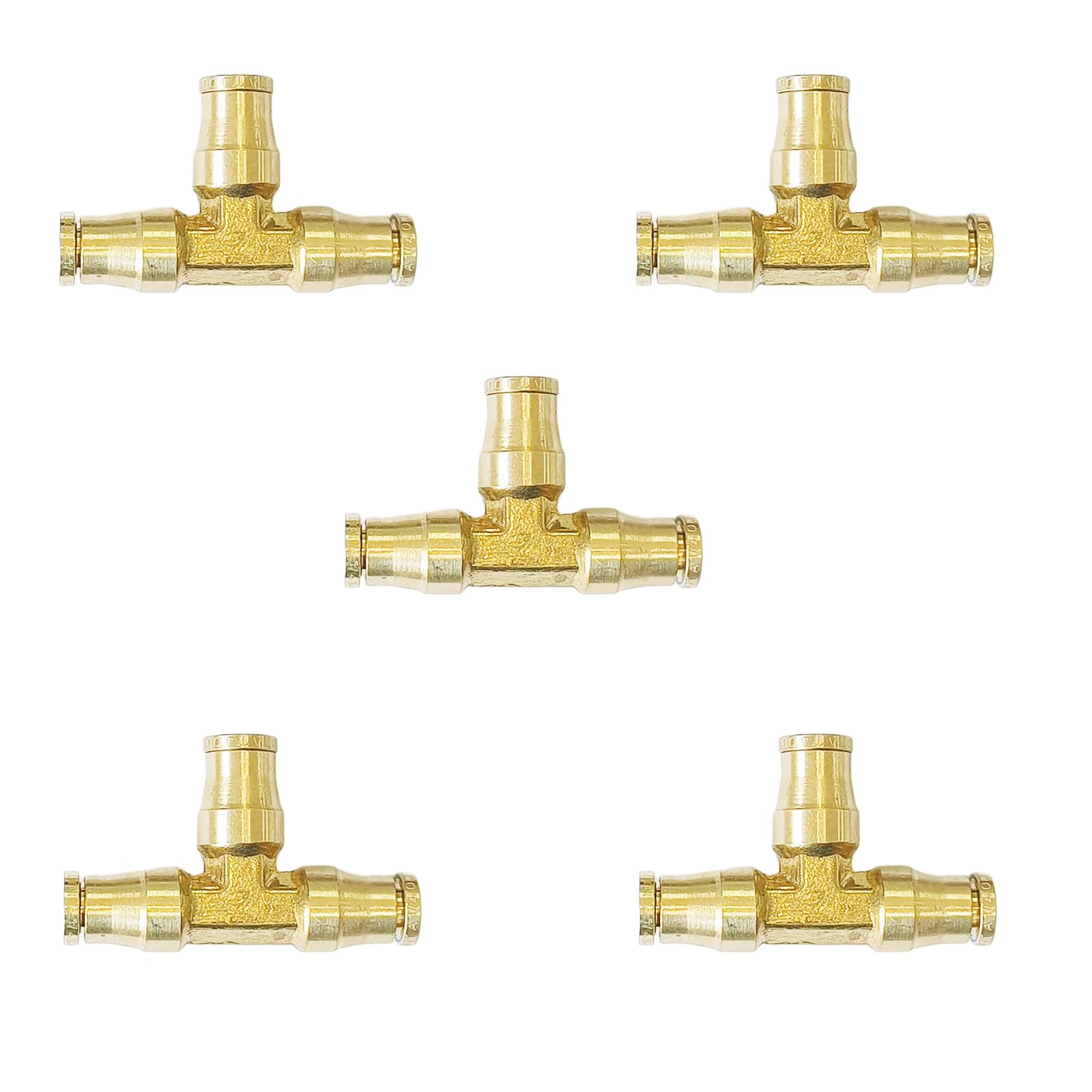 TL TOOLEGIN 5-Pack Push-to-Connect Air Fittings – 3/8" Tube OD X 1/8" NPT Male, Brass Pneumatic Quick-Connect For Air Compressors & Brake Lines (250 PSI)