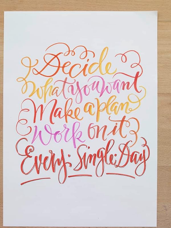 Happy Lettering 9+2 Set - 8 Fasermaler in leuchtenden und metallischen Farben, 1 Fineliner - perfektes Einsteigerset für Lettering-Liebhaber - mit Geschenkanhängern und Pinselfarbmixer