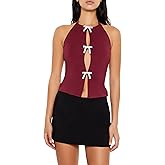 Forever 21 Womens Metallic Bow Halter Top