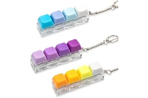 GLIGING 3 Pcs Keyboard Fidget Toy for Adults, Colorful Gradient Loud Fidget Keyboard Keychain 4-in-1 Keyboard Clicker Fidget Stress Relief Toy, Fidget Sensory Fun Toys for Anxiety Decompression