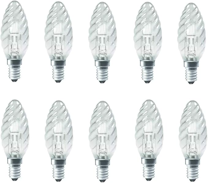 10 x Eco Halogen Glühbirne Kerze gedreht 20W = 25W E14 klar Glühlampe ...