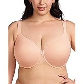 HSIA Women's Full Coverage Plus Size T-Shirt Bra with Smoothing Back, Supportive Underwire Minimizer Padded Bra