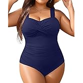 Yonique Plus Size One Piece Swimsuit for Women Tummy Control Bathing Suit Ruched Swimwear