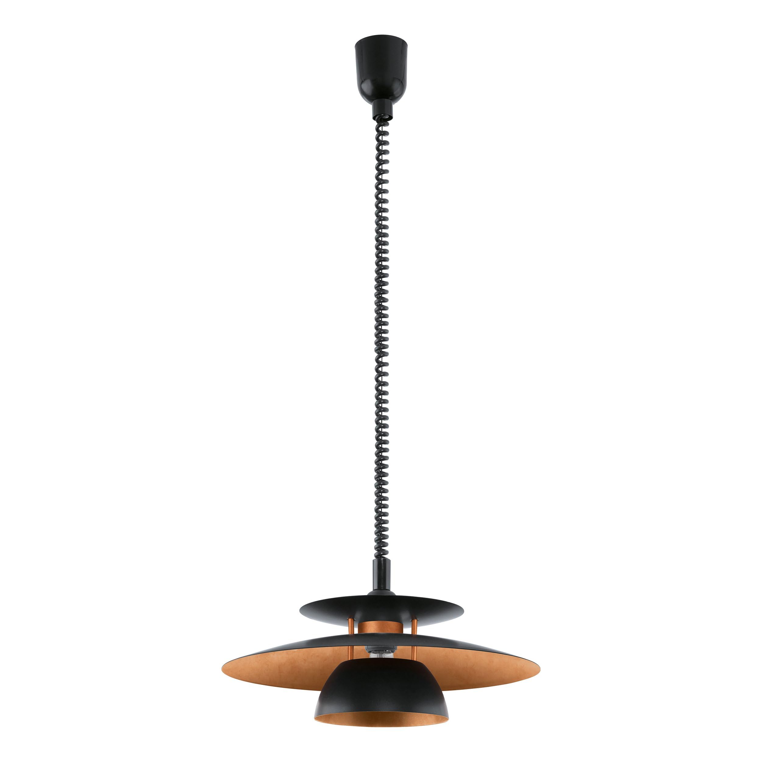 Eglo Pendant Light Brenda, Single-Flame Hanging lamp, Pendant Light Made of Metal and Plastic, Dining Table lamp in Black and Copper, Hanging Living Room lamp with E27 Socket, Ø 43 cm