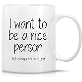 Retreez Funny Mug - I Want to be a Nice Person but Everyone's so Stupid 11 Oz Ceramic Coffee Mugs - Funny, Sarcasm, Sarcastic, Inspirational birthday gifts for friends, coworkers, siblings.