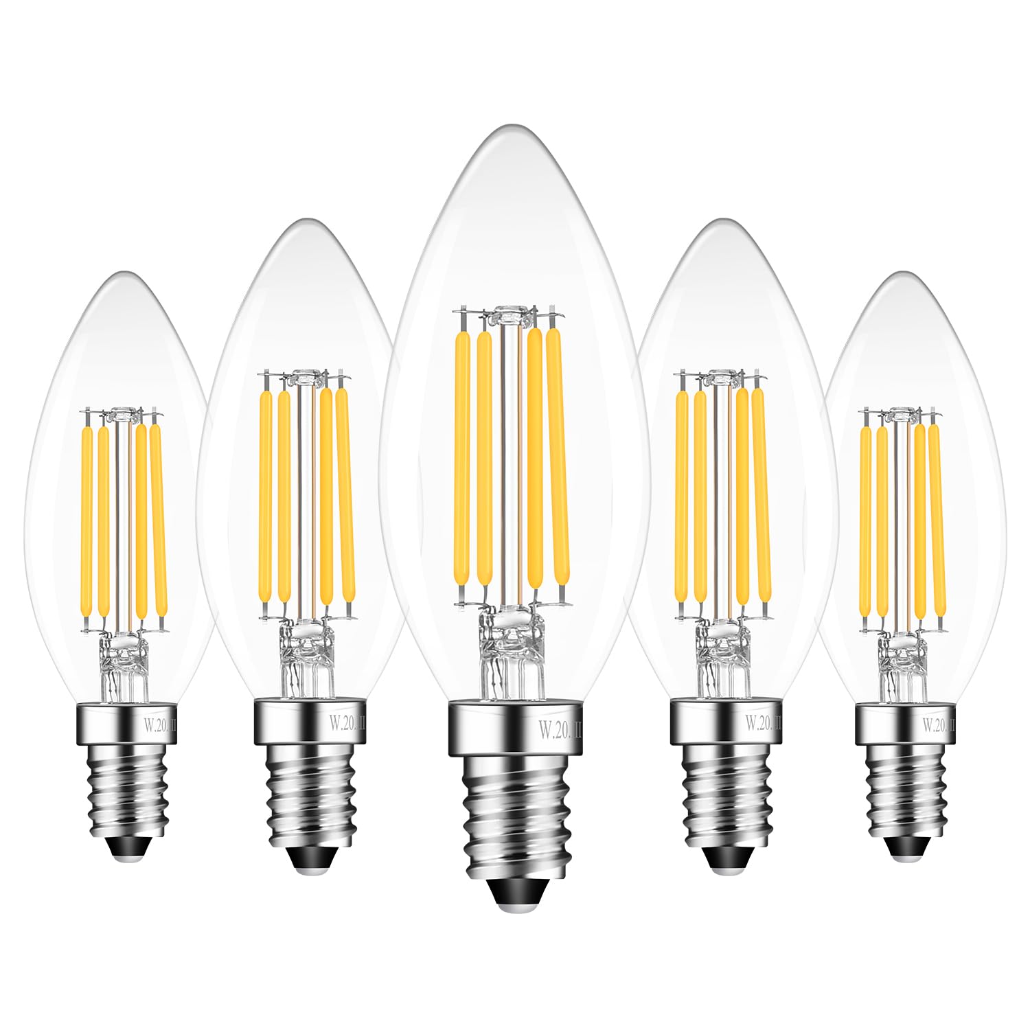 Sokkldccd E14 Led Light Bulb Warm White, SES 4W Led Candle Light Bulbs Small Screw, 40W Equivalent, 2700K, Pack of 5