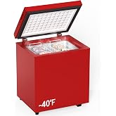 Northair Chest Freezer Low temperature quick freeze 14℉ to -40℉ Compact Freezer - 2 Removable Baskets Match Day Parties, Home Bar Game Day &amp;Beaded Ice Cream &amp; Frozen Storage (Red, 1.8 Cubic Feet)