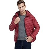 Kinkia Men's Lightweight Puffer Jacket Ultra Soft Warm Waterproof Quilted Hooded Outwear Coat