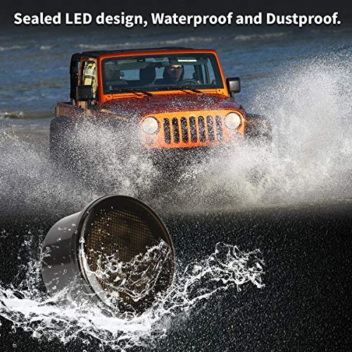 Amber Front LED Turn Signal Lights for 2007-2017 Jeep Wrangler JK Smoked Lens Turn Lamp Fender Flares Eyebrow Indicator Side Maker parking lights 2pcs - Thumbnail 4