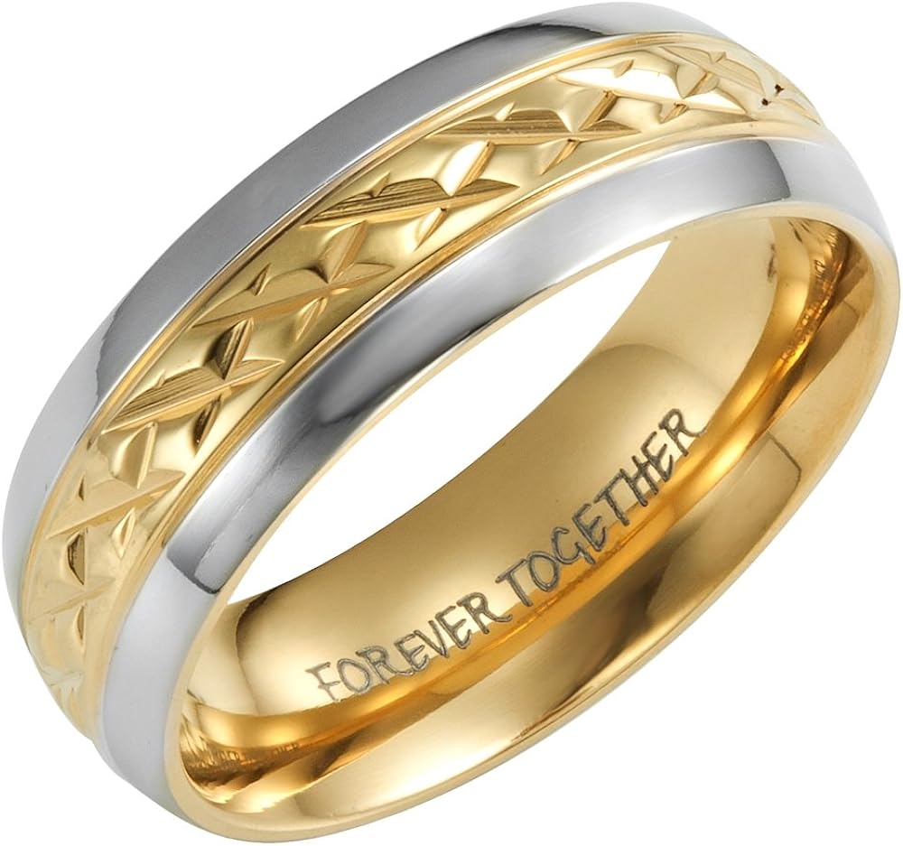 Willis Judd 7mm Titanium Ring for Men - Engraved 'Forever Together' - Classic Wedding Band - Black - Size U