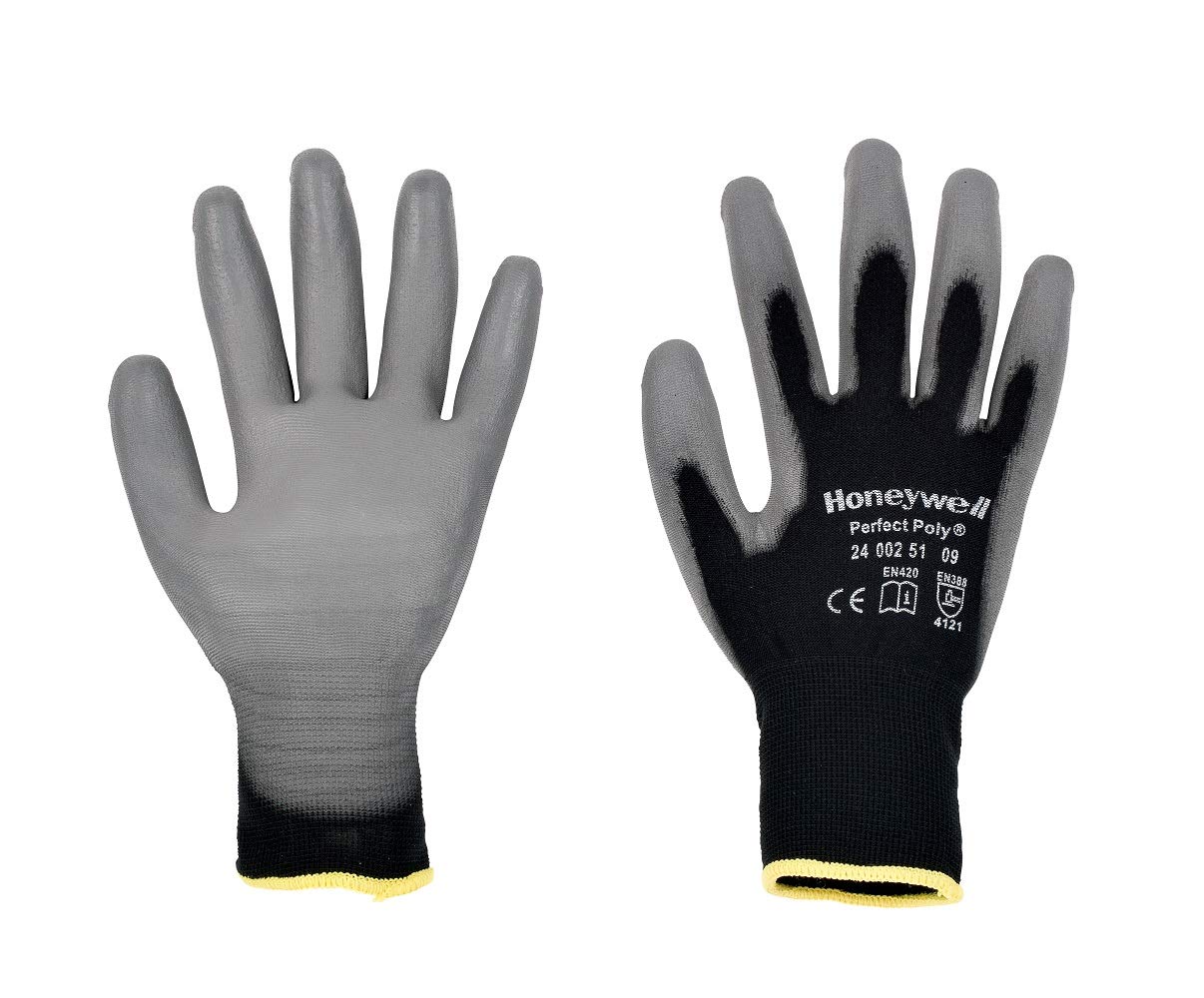 Honeywell 2400251-10/SP PSS Perfect Poly Black General Handling Gloves, Fine Handling in Dry Environment, EN 388 4121 - Size 10 (1 pair, carded)