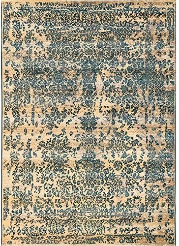 M By Liora MN458A04603 Area Coastline Antique Indoor/Outdoor Rug, 4'10" X 7'6", Blue and Cream