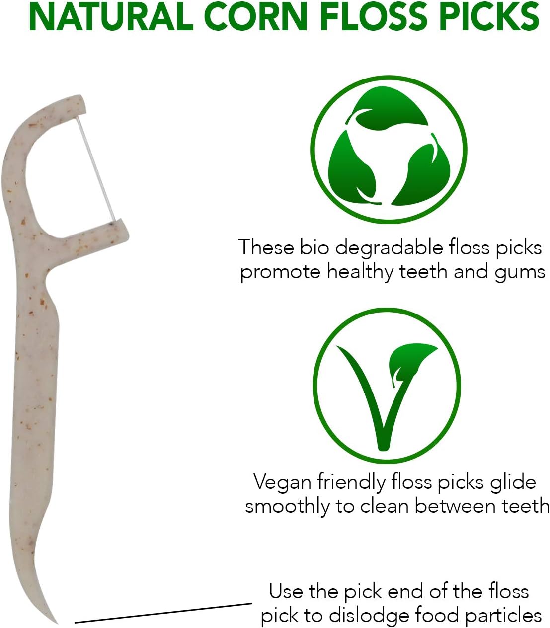 Biodegradable Dental Floss Picks Single Thread Shred Resistant Vegan