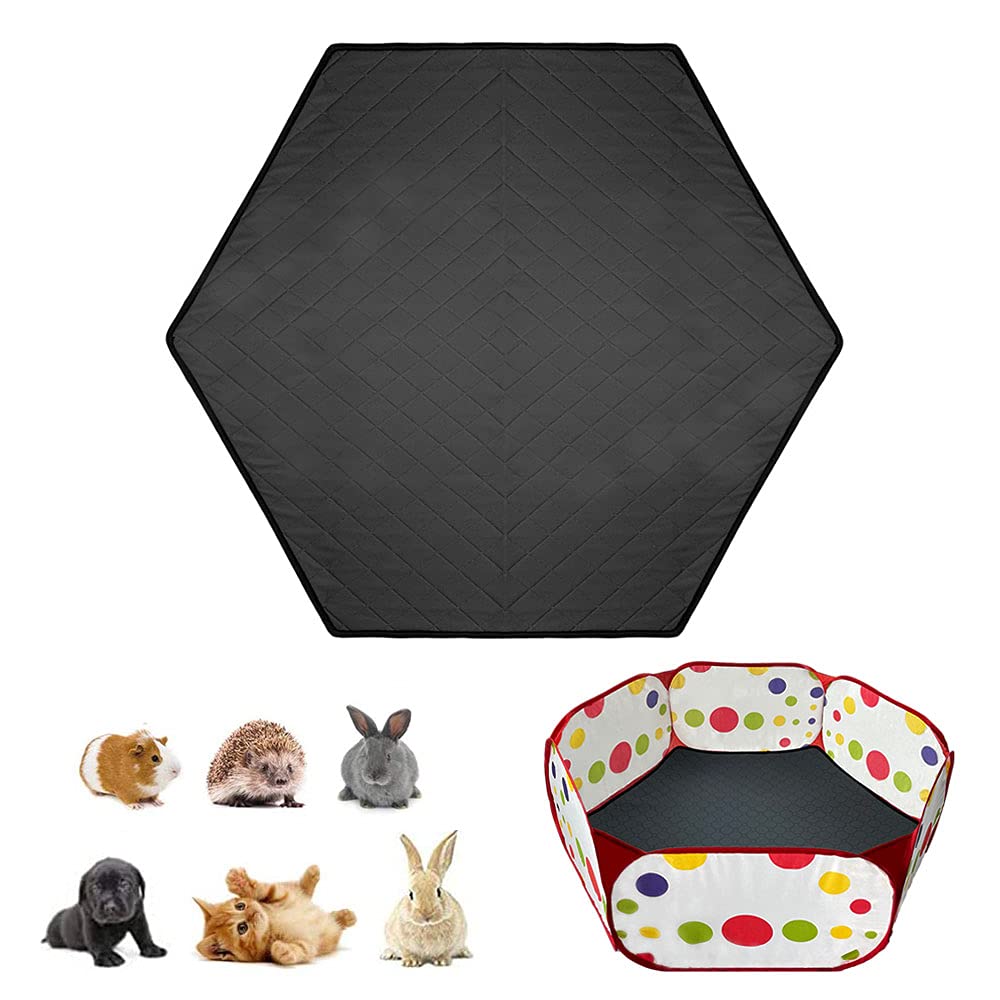 JWShang Hexagon Reusable Pee Pad for Portable Small Animal Playpen, Washable Guinea Pig Fleece Play Pen Liners, Bunny Rabbit Tent Training Pad, Anti Slip Small Animals Bedding with Super Absorben