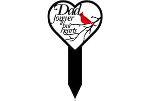 Blulu Christmas Dad Memorial Grave Markers for Cemetery Cardinals Heart Memorial Plaque Stake Double Sided Metal Sympathy Grave Decorations for Cemetery Outdoor Yard Garden Graveyard