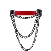 COSCREEPY Stylish Genuine Leather Choker Necklace Adjustable Vintage Inspired Collar for Women (Black, Medium)