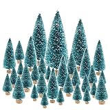 KUUQA 66Pcs Mini Christmas Trees Bottle Brush Trees Sisal Snow Pine Trees Architecture Trees Winter Snow Ornaments for Christmas Decorations Diorama Models