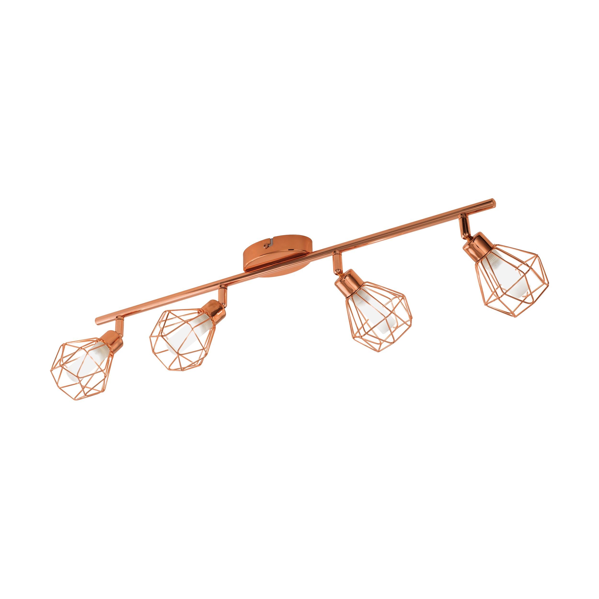Eglo LED Ceiling Light Zapata, 4-Flame Ceiling lamp, Metal and Frosted Glass Spotlight, Living Room lamp in Copper and White, Hallway Light Including G9 Bulb, Warm White