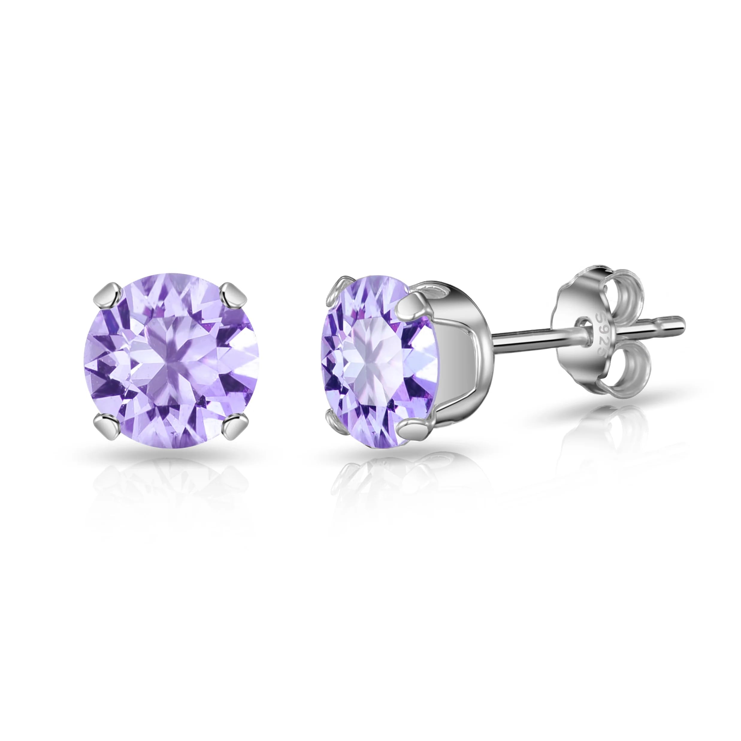 Philip Jones Sterling Silver Light Purple Earrings Created with Zircondia® Crystals