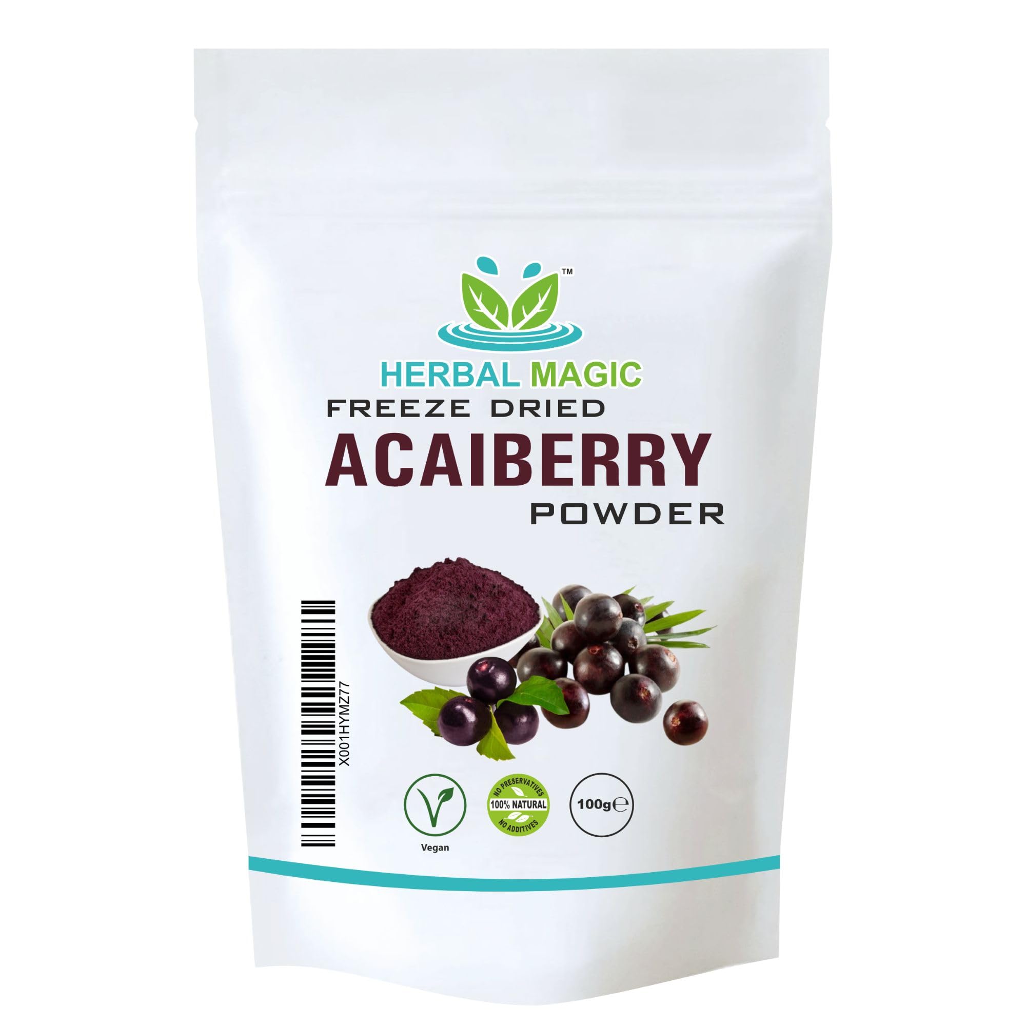 Herbal Magic's Freeze Dried Acai Berry Powder - Wild-harvested - Delicious Smoothies, Puddings and Dessert- Free from Fillers & Preservatives-100g (Pack of 1)