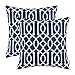 CaliTime Pack of 2 Canvas Throw Pillow Covers Cases for Couch Sofa Home Decoration Modern Geometric Figure Chain Both Sides 18 X 18 Inches Navy Blue