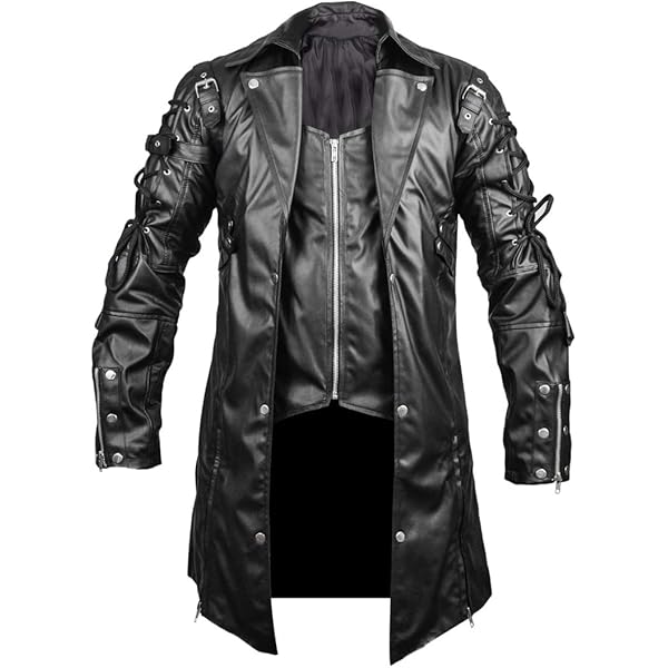 The Jasperz Punk Rave Poison Black & Maroon Jacket Mens Faux