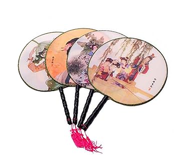 Fodattm Set Of 4 Round Chinese Ancient Hand Fan Classic Palace Paddle Hand Fan