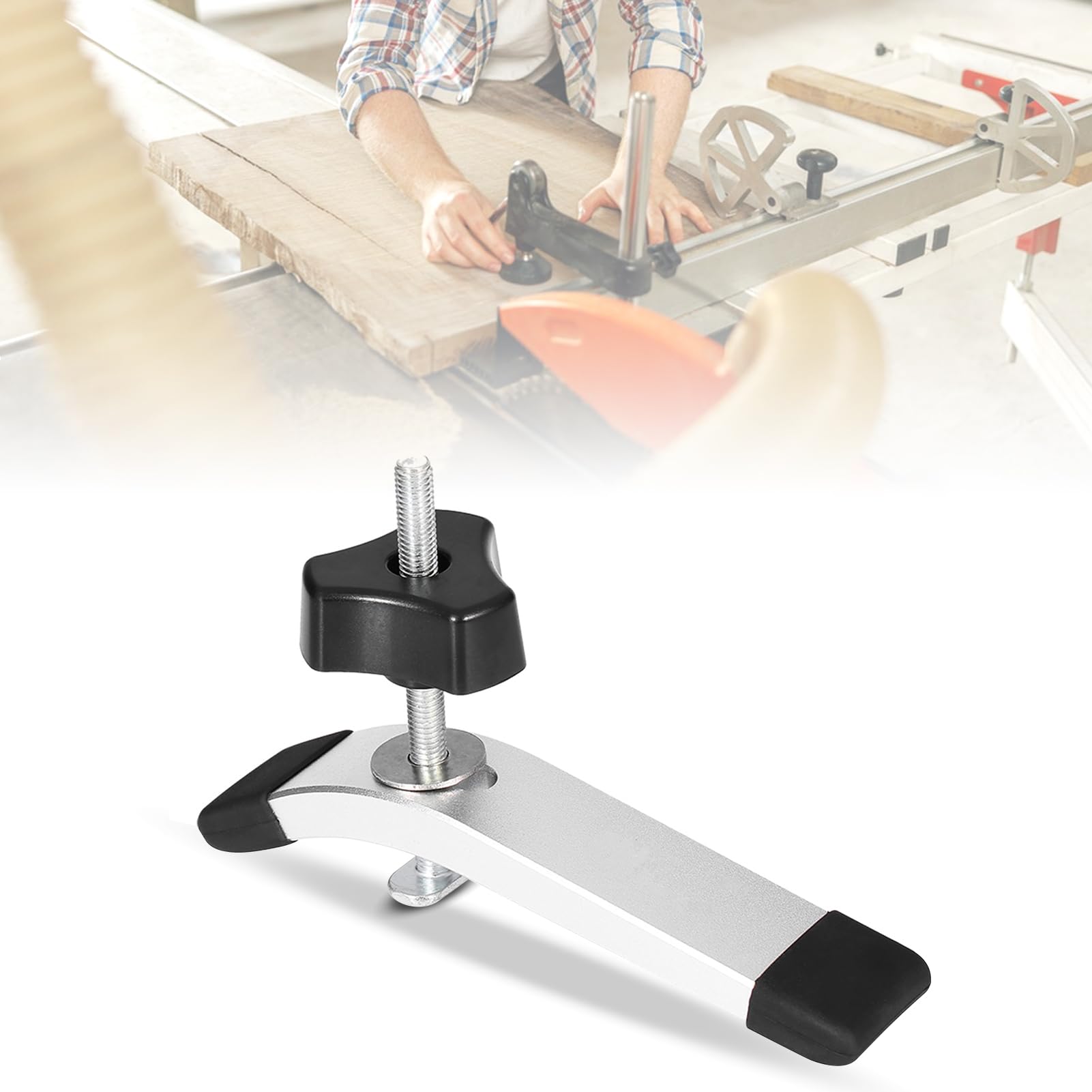 Quick Acting Metal Hold Down Clamp Set, with Plastic Handle, T Track Clamp, Hold Down Clamps, Woodworking Tool, for T Slot T Track, M8 T Screw (A Set of Pressure Plates)