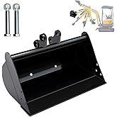 MMS 19.68"/500 mm Flat Backhoe Bucket Attachment for Mini Excavators, No Teeth Bucket Attachments, Compatible with 0.8-1.8 To