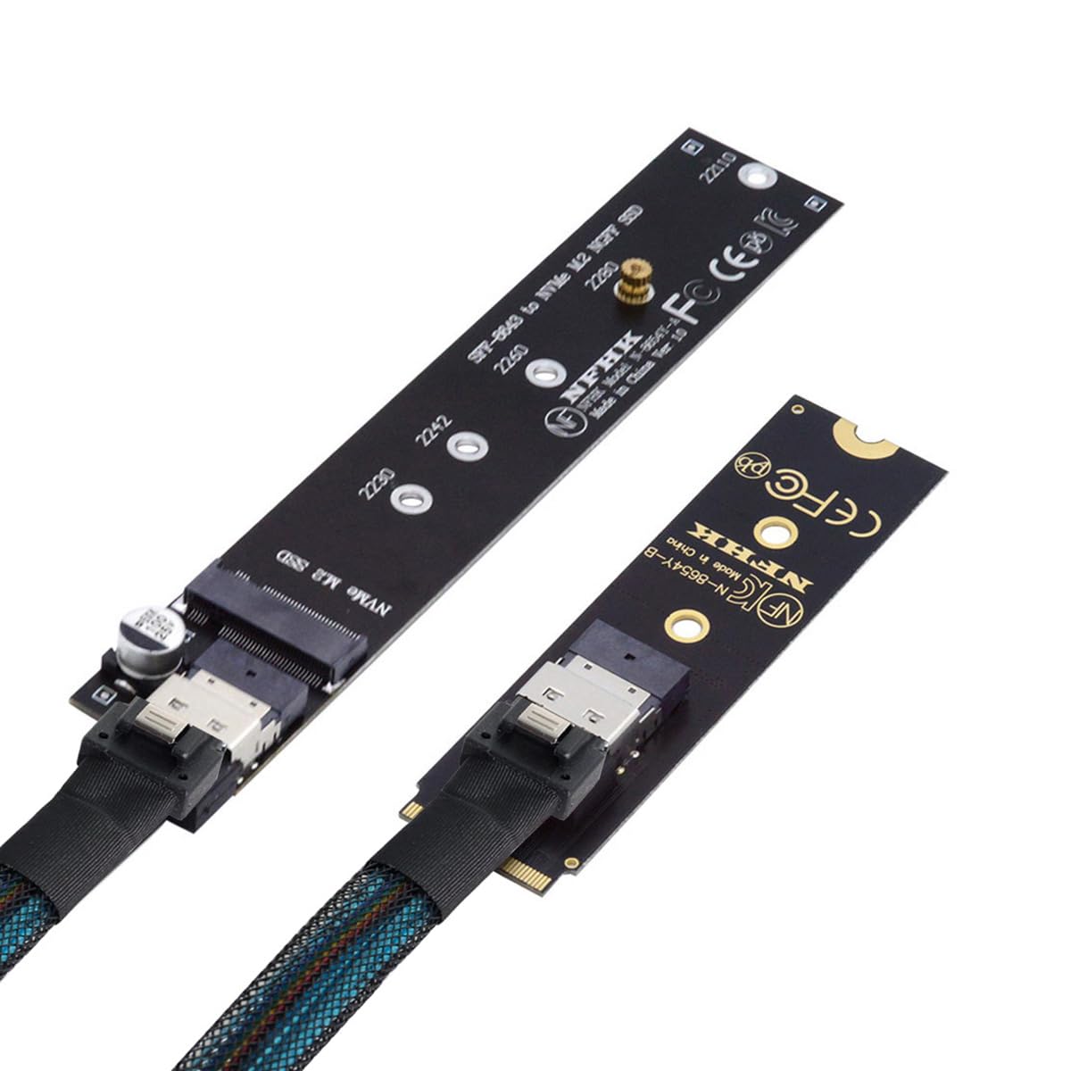 cablecc NGFF M-Key NVME Male to Female Extension Cable with SFF-8654 Connector for Mainboard SSD 2280/22110 40cm