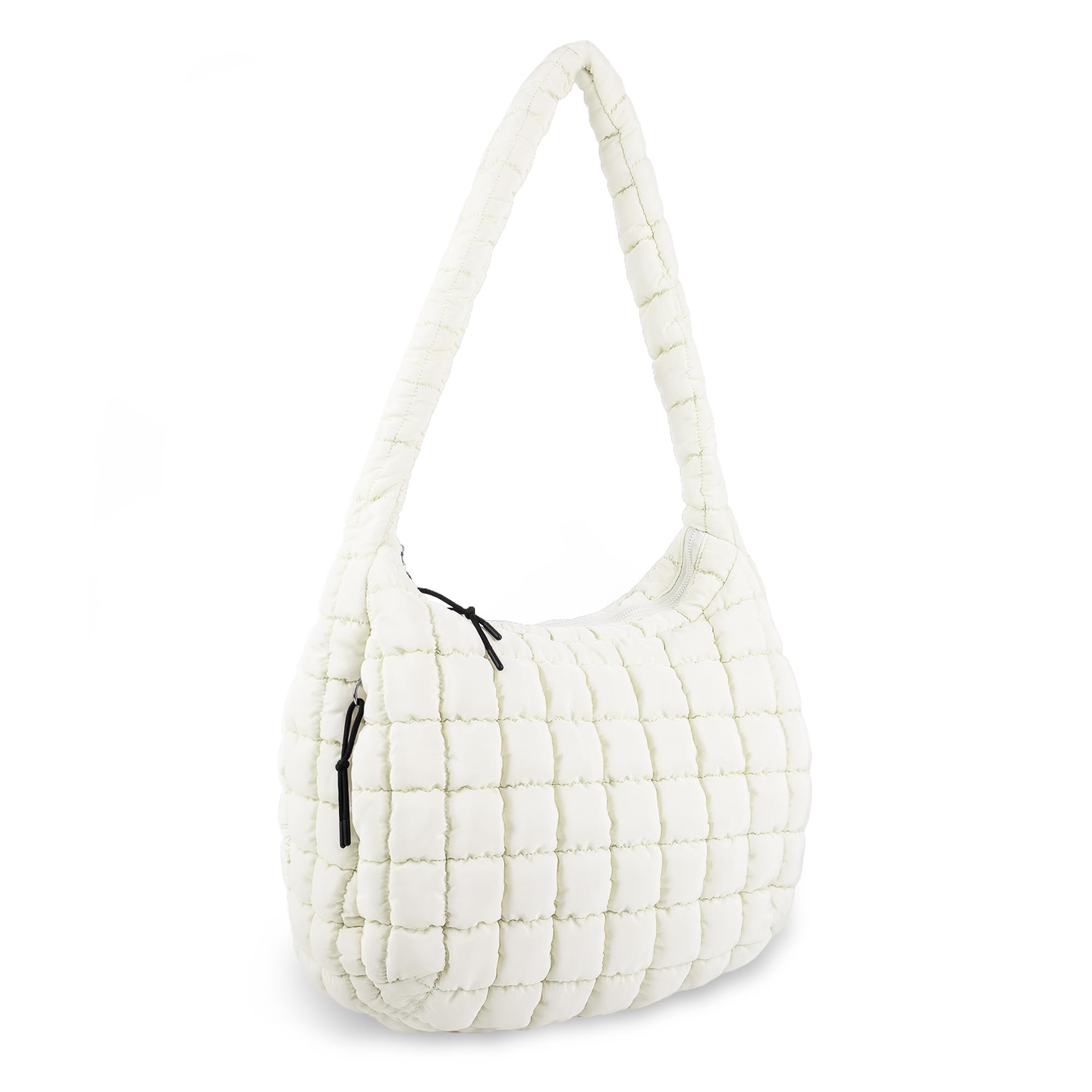 Photo 1 of Quilted Puffer Tote Bag for Women,Large Puffer Crossbody Shoulder Lightweight Nylon Hobo Pouch with Zipper,Purse Puffy Quilted Carryall Bag Oversized Padding Tote for Daily Travel(Beige)